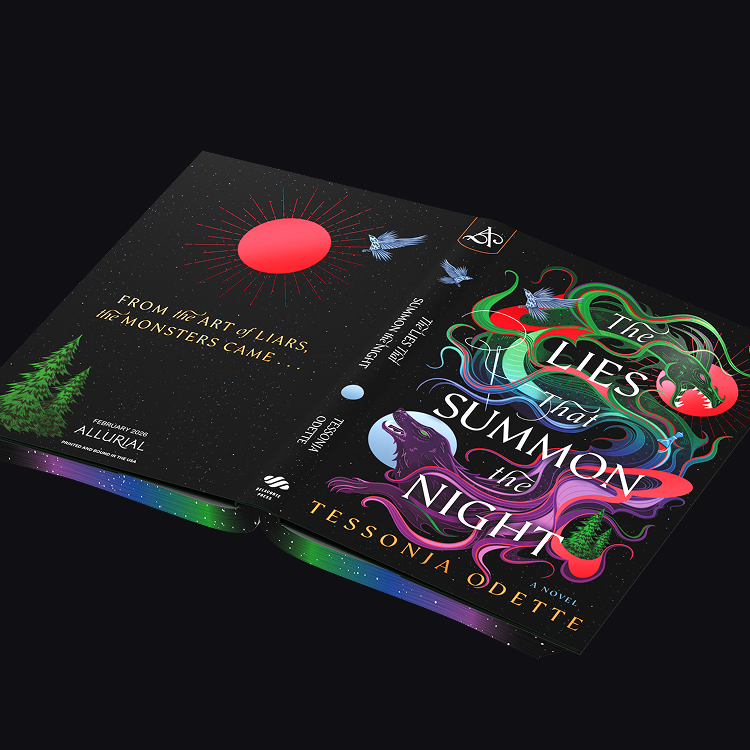 book opened to reveal both the front and back covers